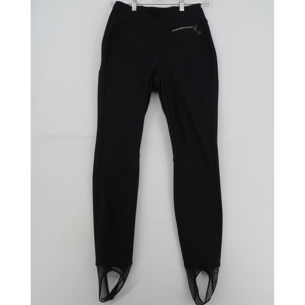 Obermeyer Bond II Ski Pants Womens 2 Black Softshell Fleece Lined Stirrup Slalom